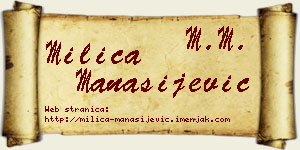Milica Manasijević vizit kartica